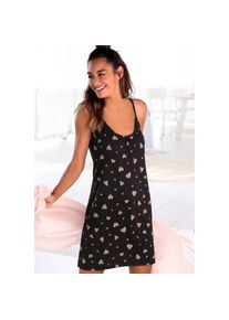 Vivance Dreams, Unisex, Neglig&eacute; 1-teilig, mit Herzmuster, schwarz, 32/34, N-Gr, Nachthemd mit Allover-Herzchenprint