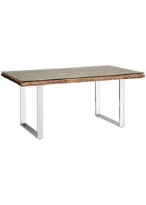 Livetastic Esstisch , Naturfarben , Holz, Metall, Glas , Altholz,Altholz , vollmassiv,vollmassiv , Holz , rechteckig , U-Form , 100x76x180 cm , Esszimmer, Esstische, Esstische Glas