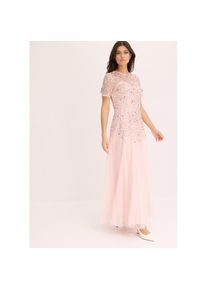 bonprix, Unisex, bonprix Maxikleid f&uuml;r festliche Anl&auml;sse, mit T&uuml;ll-Obermaterial, mit kurzem Arm, perlrosa (l&auml;nge: regul&auml;r), 40, N-Gr, Ideal f&uuml;r 