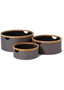 Lumaland, Aufbewahrungsbox &raquo;rund 3 St&uuml;ck&laquo;, grau, schwarz, Polyester, B/H/T: 20 cm &Oslash; 45 cm