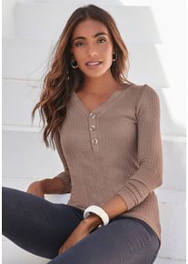 Lascana Witt Damen Langarmshirt, taupe, Gr&ouml;&szlig;e 32/34, 95% Viskose, 5% Elasthan