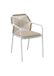 Ambia Garden Gartenstuhl , Grau, Weiss , Metall, Kunststoff, Textil , F&uuml;llung: Schaumstoff , Rundrohr , 54.5x84x64 cm , stapelbar , Gartenm&ouml;bel, Gartenst&uuml;hle, Gartensessel