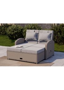 Ambia Garden Loungesofa , Grau , Metall, Kunststoff, Textil , F&uuml;llung: Schaumstoff,Schaumstoff,Baumwolle (recycelt) , einzeln stellbar , 126x110x95 cm , ausziehbarer Hocker , Gartenm&ouml;bel, Loungem&ouml;bel, Outdoor-Sofas