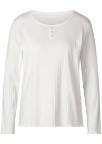Damen Langarmshirt mit Wellen-Saum ecru