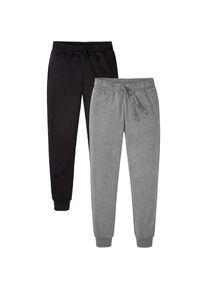 bonprix, Herren, bonprix Jogginghose aus Baumwolle und Polyester, mit elastischen B&uuml;ndchen am Saum, grau meliert, schwarz, 64/66, N-Gr, Vielseitig 