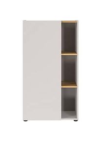 Regalschrank Athen, 3 F&auml;cher, 2 Fachb&ouml;den, 1 grifflose T&uuml;r, 5 Gleiter, B 610 x T 340 x H 1100 mm, Holz, kaschmir/Navarra Eiche