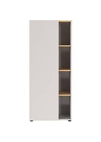 Regalschrank Athen, 4 F&auml;cher, 3 Fachb&ouml;den, 1 grifflose T&uuml;r, 5 Gleiter, B 610 x T 340 x H 1450 mm, Holz, kaschmir/Navarra Eiche