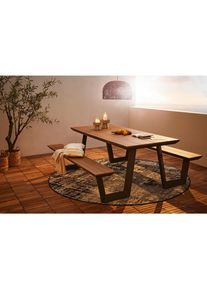 Ambia Garden Gartentischgruppe , Anthrazit, Teakfarben , Metall, Kunststoff , rechteckig , Gartenm&ouml;bel, Gartentische