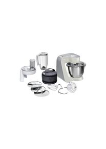 Bosch, Bosch K&uuml;chenmaschine &raquo;Serie 4 MUM58L20, Durchlaufschnitzler, Mixer, grau&laquo; 3 Scheiben, Sch&uuml;ssel, Knethaken/R&uuml;hr-/Silikonbesen, sp&uuml;lmaschinenfest