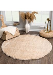 Sanat, Hochflor-Teppich &raquo;Porto&laquo; rund 45 mm H&ouml;he Wohnzimmer, Langflor, Shaggy Teppich, beige, Kunstfaser, 45 mm