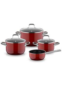 WMF, WMF Topf-Set &raquo;Fusiontec Essential Pro&laquo; Set, 7 tlg. Edelstahl Glas, rot