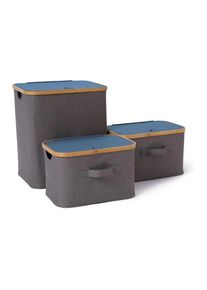 Lumaland, Aufbewahrungsbox &raquo;mit Deckel 3 St&uuml;ck&laquo;, grau, Polyester, B/H/T: 33 cm x 40,5 cm x 45 cm