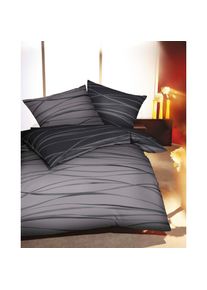 Kaeppel, Wendebettw&auml;sche &raquo;Motion&laquo; 2 Stk. Mit feinen Wellenlinien, anthrazit, grau, Feinbiber, Obermaterial: 100% Baumwolle, 1 Stk.