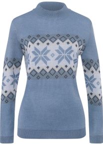 Damen Stehkragenpullover mit Norweger-Muster bleu-champagner-gemustert
