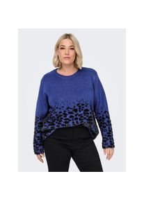 Only Carmakoma, Unisex, Only CARMAKOMA Rundhalspullover &raquo;CARANNI LS O-NECK JQ KNT&laquo;, sodalite blau pattern:schwarz, M, Pullover von Only CARMAKOMA