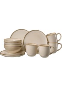 Ritzenhoff & Breker Ritzenhoff & Breker, Fr&uuml;hst&uuml;cks-Geschirrset &raquo;Olivia&laquo; Reatkivglasur, jedes St&uuml;ck ein Unikat, beige, Steingut, 12 Stk.