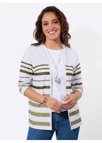 WITT Damen Shirtjacke mit Ringel-Muster, schilf-wei&szlig;-geringelt, Gr&ouml;&szlig;e 42, 92% Polyester, 8% Elasthan