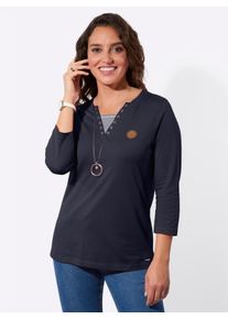 WITT Damen 3/4-Arm-Shirt in 2-in-1-Optik, marine, Gr&ouml;&szlig;e 48, 50% Baumwolle, 50% Modal