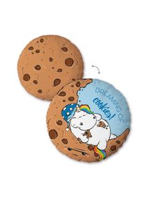 PUMMELEINHORN, Dekokissen &raquo;Cookies&laquo; mit schlafendem, braun, blau, bedruckt, Polyester, 1 Stk.