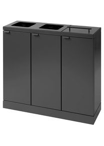 Collecteur de tri Bica Basic, capacit&eacute; 3 x 45 l, 1 couvercle, anthracite