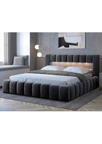 Mid.you Polsterbett , Schwarz , Holz , Kiefer,Kiefer,Kiefer , teilmassiv,teilmassiv,teilmassiv , 1-Zonen , Volllichtspektrum , 180x200 cm , Oeko-Tex&reg; Standard 100 , gepolstertes Kopfteil, Stoffauswahl, In verschiedenen Gr&ouml;ssen erh&auml;ltlich,bewegliche Leistenlagerung, Federleisten mit Duokappen , Schlafzimmer, Betten, Polsterbetten