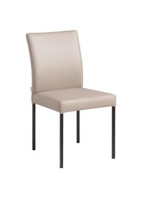 Livetastic Stuhl , Taupe , Metall, Leder , Echtleder , B&uuml;ffelleder , eckig , 45.5x86x57.5 cm , Esszimmer, St&uuml;hle, Lederst&uuml;hle