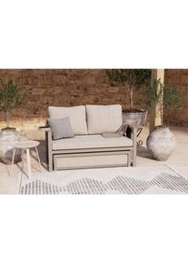 Ambia Garden Loungegarnitur , Braun, Beige , Metall, Kunststoff, Textil , 2-teilig , F&uuml;llung: Schaumstoff,Polyester , einzeln stellbar , 155x65x74 cm , gastro- und objekttauglich , Gartenm&ouml;bel, Loungem&ouml;bel, Gartenlounge-Sets