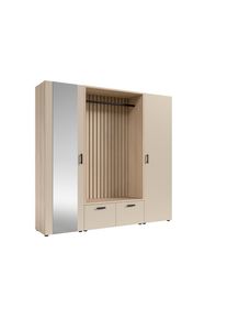 Livetastic Garderobe , Eichefarben, Kaschmir , Glas, Holzwerkstoff , 210x200x45 cm , Garderobe, Garderobensets & -serien, Garderoben-Sets