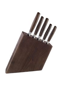 Homeware Profession. Messerblock , Eschefarben, Edelstahlfarben , Holz, Metall , 6-teilig , Esche , massiv , Lfgb , wasserabweisendes Pakkaholz , K&uuml;chenmesser, Messerbl&ouml;cke