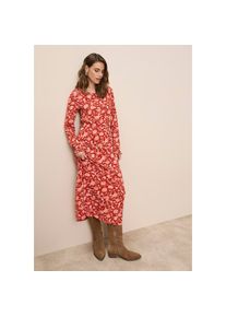 Tamaris, Unisex, Maxikleid aus Jersey-Material, f&uuml;r Casualmode und Herbstmode, feminin, rostrot gebl&uuml;mt, 44, N-Gr, Maxikleid von Tamaris mit femininem