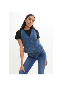 bonprix, Unisex, bonprix Jeansweste &raquo;Stretch-Jeansweste&laquo; aus Baumwollmischung, taillierte Passform, mit Knopfleiste, blau denim, 38, Taillierte 