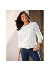 Classic Basics, Unisex, Rundhalspullover &raquo;Rundhals-Pullover&laquo;, ecru, 48, aufwendiges Zopfmuster