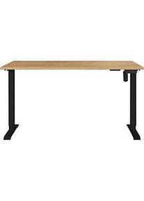 Schreibtisch Athen, elektrisch h&ouml;henverstellbar, Rechteck, T-Fuss, Memorybedienpanel, B 1400 x T 800 x H 720-1190 mm, Navarra Eiche/schwarz