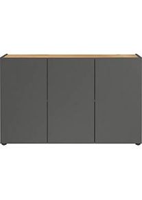 Sideboard Athen, mit 4 F&auml;chern und 3 grifflosen T&uuml;ren mit D&auml;mpfer, 5 Gleiter, B 1200 x T 340 x H 760 mm, Holz, graphit/Navarra Eiche