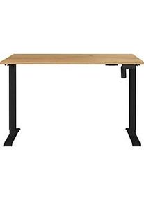 Schreibtisch Athen, elektrisch h&ouml;henverstellbar, Rechteck, T-Fuss, Memorybedienpanel, B 1200 x T 800 x H 720-1190 mm, Navarra Eiche/schwarz