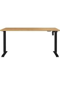Schreibtisch Athen, elektrisch h&ouml;henverstellbar, Rechteck, T-Fuss, Memorybedienpanel, B 1600 x T 800 x H 720-1190 mm, Navarra Eiche/schwarz