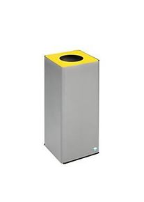 Var Wertstoffsammelger&auml;t WSG Quadro 79, 70 Liter, silber beschichtet, gelb RAL 1023
