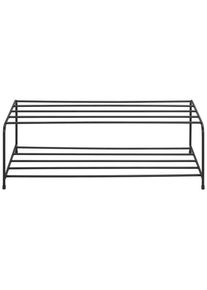 Landscape Schuhregal , Schwarz , Metall , 2 F&auml;cher , 80x25x33 cm , stehend , Garderobe, Schuhaufbewahrung, Schuhregale