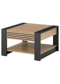 Livetastic Couchtisch , Schwarz, Eiche Artisan , Holzwerkstoff , quadratisch , eckig , 70x42x70 cm , Wohnzimmer, Wohnzimmertische, Couchtische, Couchtische eckig