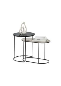 Tchibo - 2 Beistelltische mit Marmoroptik und Glasoberfl&auml;che - 66x36x45,5cm - schwarz - Glas / Holz / Keramik