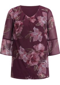 Damen Schlupfbluse blickdicht gef&uuml;ttert burgund-mauve-bedruckt