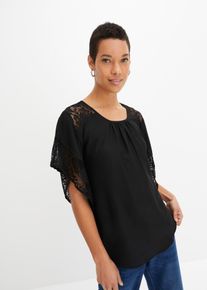 Tunikabluse mit Applikationen in schwarz, Gr&ouml;sse 52, bonprix