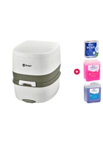 Berger Supreme Mobil WC Starter Set mit Campingtoilette, Toilettenpapier und Sanit&auml;rfl&uuml;ssigkeiten - Chemietoiletten