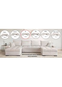 Goodproduct, GOODproduct Wohnlandschaft &raquo;Home System U-Form, von B: 269-352 cm w&auml;hlbar, 6 Varianten zur Auswahl&laquo; mit Bettfunktion, Bettkasten & 