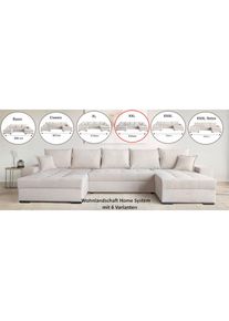 Goodproduct, GOODproduct Wohnlandschaft &raquo;Home System U-Form, von B: 269-352 cm w&auml;hlbar, 6 Varianten zur Auswahl&laquo; mit Bettfunktion, Bettkasten & 