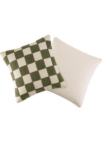 Homsy By Ana Johnson, homsy by Ana Johnson Dekokissen &raquo;Chessley&laquo; 3D-Optik aus Baumwolle, Zweiseitiges Design, Pflegeleicht, creme, gr&uuml;n, Baumwolle, 1 