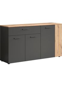 Inosign, Inosign Sideboard &raquo;Estepona&laquo; 1 Stk. tlg. Kommode, Akustikpaneel-Look; Breite 150 cm, anthrazit mit eiche, FSC -zertifizierter Holzwerkstoff, 