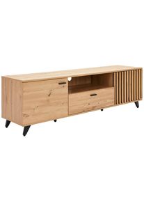 Mid.you Lowboard , Schwarz, Eichefarben , Metall , 1 Schublade(n) Schubladen , 170x40x49 cm , Bsci , Kleinm&ouml;bel