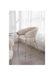 Livetastic Armlehnstuhl , Beige , Holz, Metall, Textil , Pappel , Sperrholz , Rundrohr , 60x81x60 cm , Esszimmer, Esszimmerserien