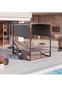 Beldano Sonneninsel , Dunkelgrau , Metall, Textil , F&uuml;llung: Schaumstoff , 200x196x148 cm , grosse Liegefl&auml;che, verstellbares Dach , Gartenm&ouml;bel, Loungem&ouml;bel, Sonneninseln